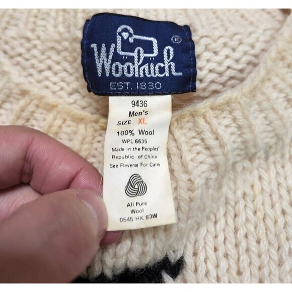 Vintage Woolrich Eagle Bird Wool Knit Sweater Tribal Pullover Mens XL - Picture 4 of 4